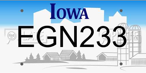 EGN233 Iowa License Plate