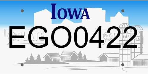 EGO0422 Iowa License Plate