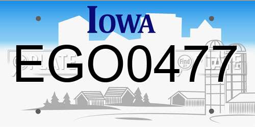 EGO0477 Iowa License Plate