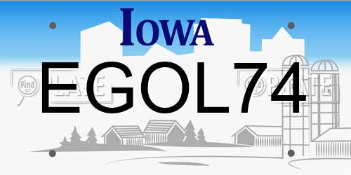 EGOL74 Iowa License Plate