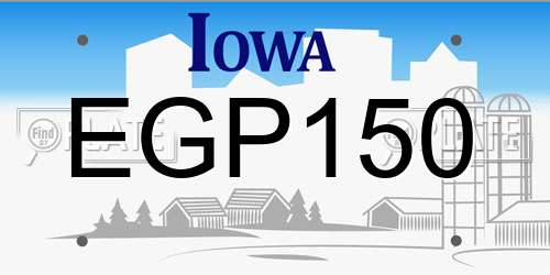 EGP150 Iowa License Plate