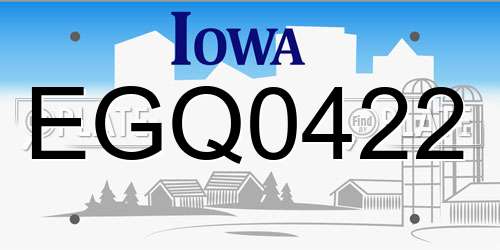 EGQ0422 Iowa License Plate