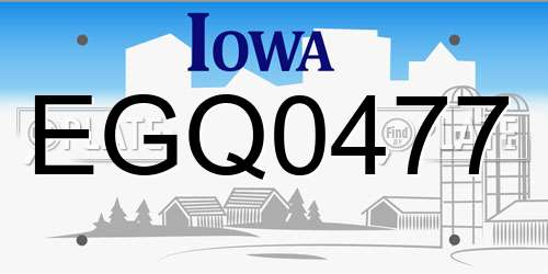 EGQ0477 Iowa License Plate