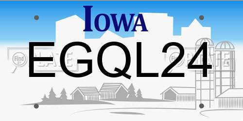 EGQL24 Iowa License Plate