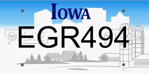 EGR494 Iowa License Plate
