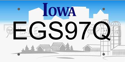 EGS97Q Iowa License Plate