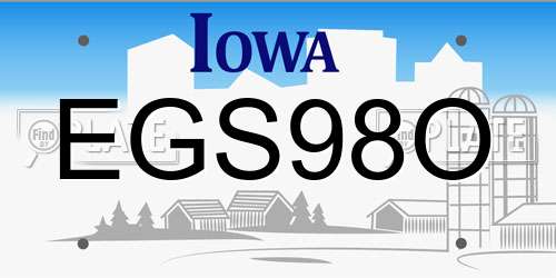 EGS98O Iowa License Plate
