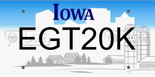EGT20K Iowa License Plate