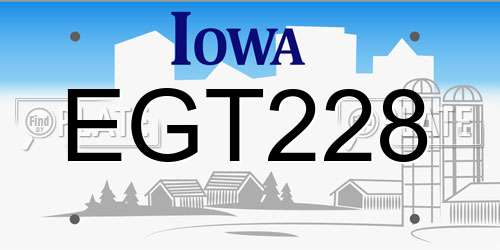 EGT228 Iowa License Plate