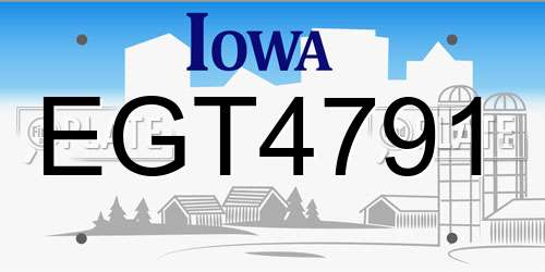 EGT4791 Iowa License Plate