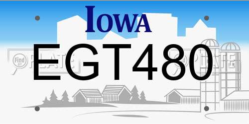 EGT480 Iowa License Plate