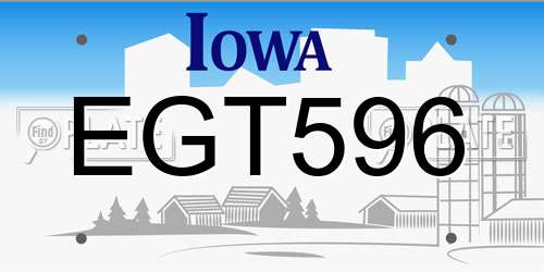 EGT596 Iowa License Plate