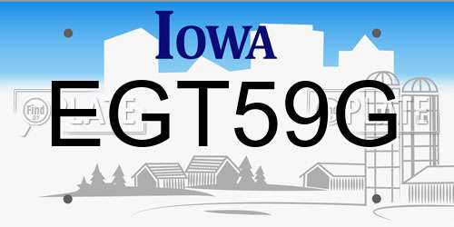 EGT59G Iowa License Plate