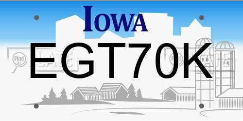 EGT70K Iowa License Plate