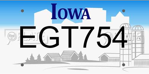 EGT754 Iowa License Plate