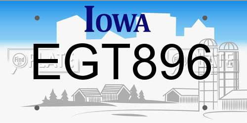 EGT896 Iowa License Plate