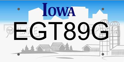 EGT89G Iowa License Plate
