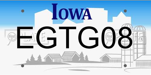 EGTG08 Iowa License Plate