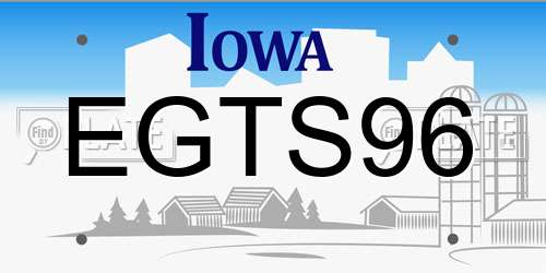 EGTS96 Iowa License Plate