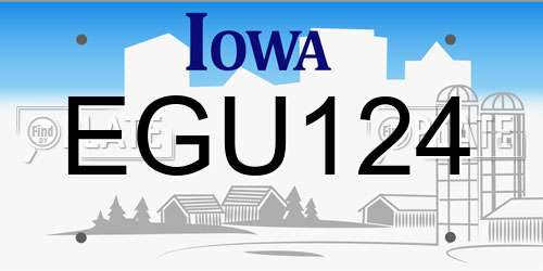 EGU124 Iowa License Plate