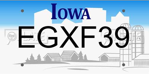 EGXF39 Iowa License Plate