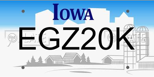 EGZ20K Iowa License Plate