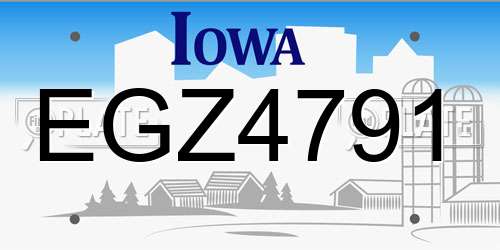 EGZ4791 Iowa License Plate