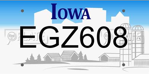 EGZ608 Iowa License Plate