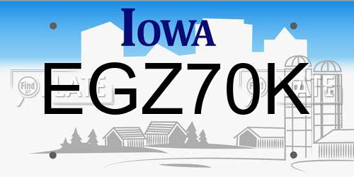 EGZ70K Iowa License Plate