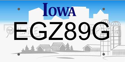 EGZ89G Iowa License Plate