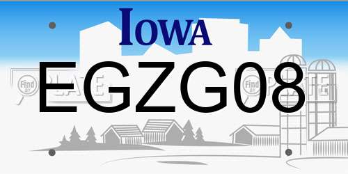 EGZG08 Iowa License Plate