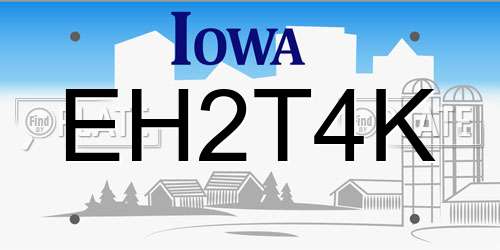 EH2T4K Iowa License Plate