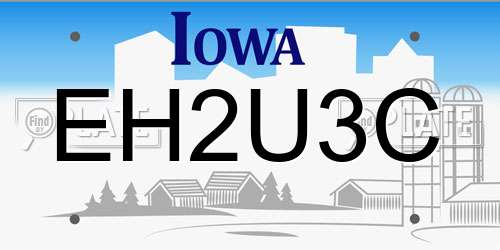 EH2U3C Iowa License Plate