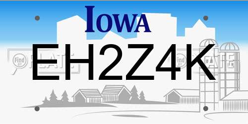 EH2Z4K Iowa License Plate