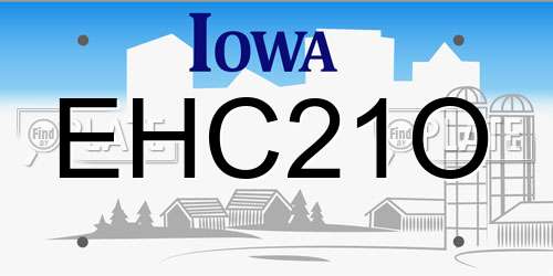 EHC21O Iowa License Plate