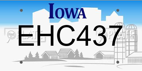 EHC437 Iowa License Plate