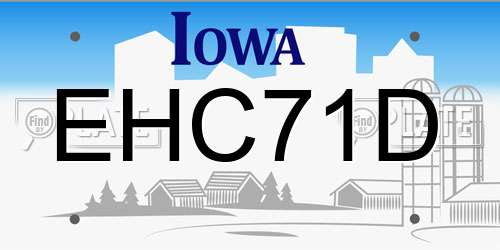 EHC71D Iowa License Plate