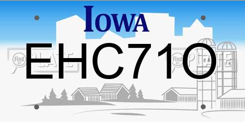 EHC71O Iowa License Plate