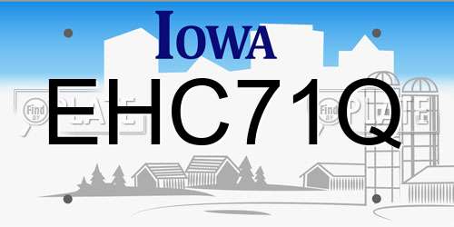 EHC71Q Iowa License Plate