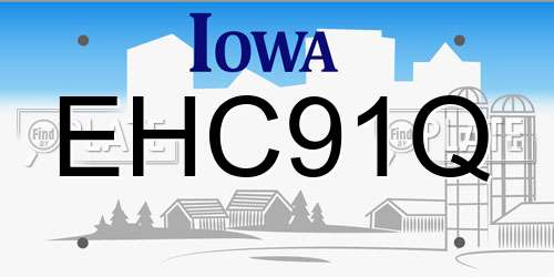 EHC91Q Iowa License Plate