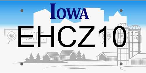 EHCZ10 Iowa License Plate