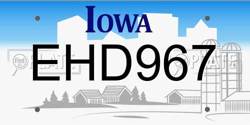 EHD967 Iowa License Plate