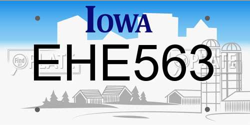 EHE563 Iowa License Plate