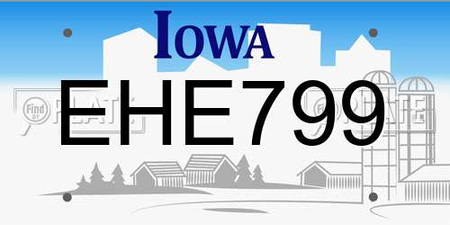 EHE799 Iowa License Plate
