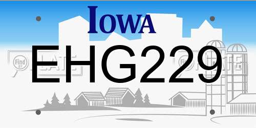 EHG229 Iowa License Plate