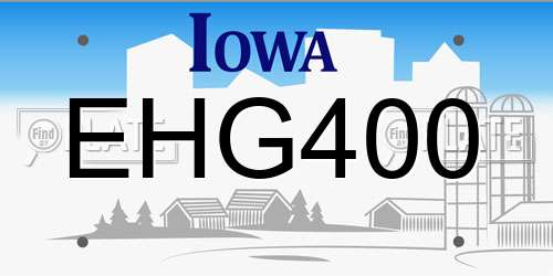 EHG400 Iowa License Plate