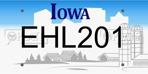 EHL201 Iowa License Plate