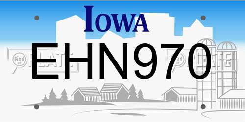 EHN970 Iowa License Plate