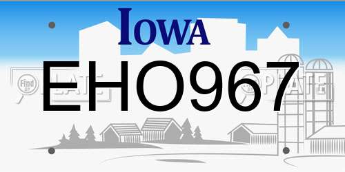 EHO967 Iowa License Plate
