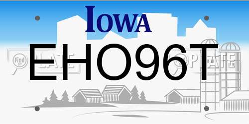 EHO96T Iowa License Plate